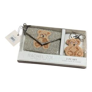 Rachel Zoe Beaded Teddy Bear Card Case & Keychain Set NWT